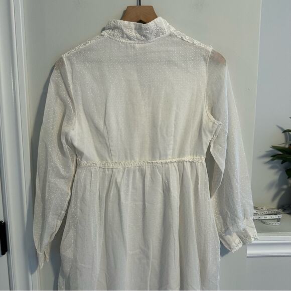 Vintage Mr. Jac Jr. White Polka Dot Lace Button Front Maxi Dress XS - Picture 7 of 16